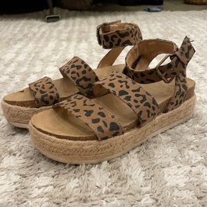 Bohme Espadrille Cheetah Print Platform Sandals